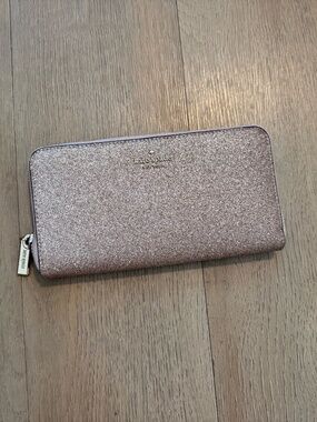 Kate Spade New York Rose Gold Glitter Large Continental Wallet